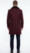 Men’s Burgundy Three Quarter Coat with Faux Fur Collar Overcoat – Luxury Winter Outerwear Three Quarter Carcoat Topcoat