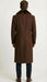 Men’s Brown Long Overcoat with Faux Fur Collar – Classic Winter Formal Coat Three Quarter Carcoat Wool and Cashmere Fabric