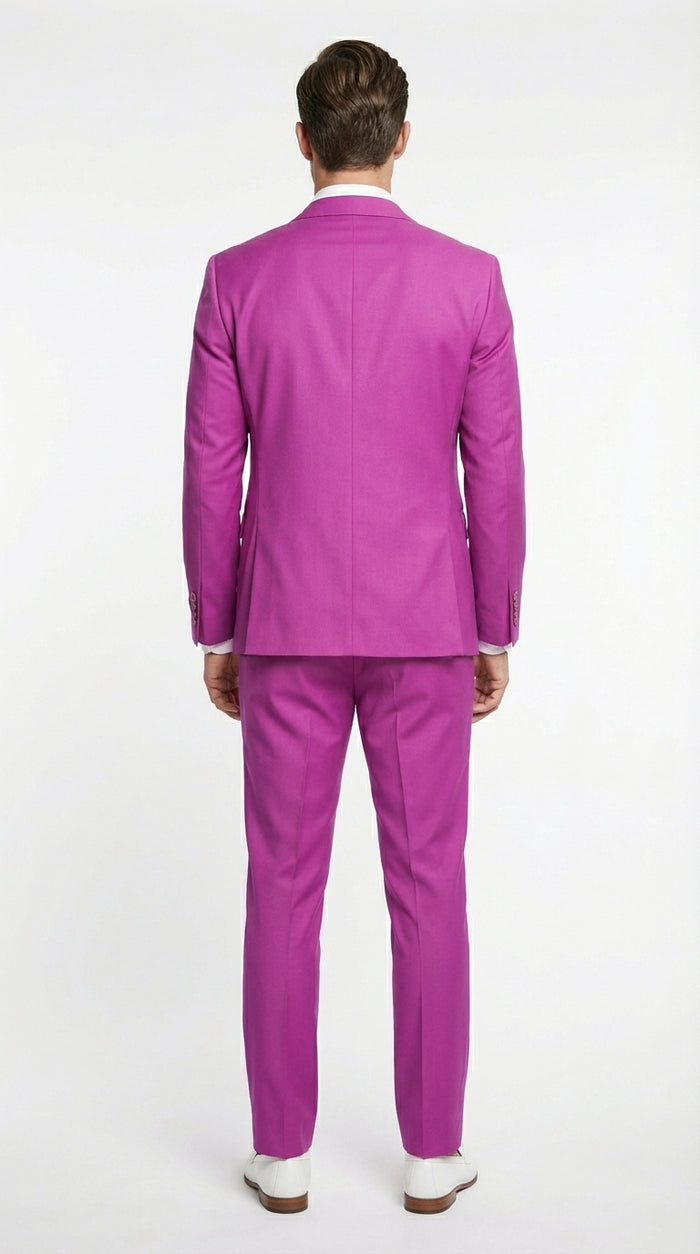 Mens Fuchsia 2 Piece Suit – Bright Pink Formal Suit for Men Stylish Wedding Party Prom Suit Magento Color