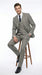 Vitali Brand Men’s Grey Textured Patterned 3 Piece Suit – Modern Fit Checkered Sharkskin with Blazer, Vest & Trousers, Business Wedding