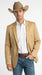 Men’s Tan Camel British Khaki Western Blazer – Two Button Classic Casual Sport Coat - Ranch Country Coat