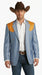 Men’s Sky Blue and Gold Western Cowboy Blazer – Classic Country Style Jacket, Retro in Steel Blue Color