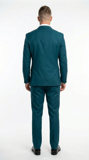 Discounted Sale Clearance Men's Two Buttons Dark Teal 2-piece suit Flat Front Pants