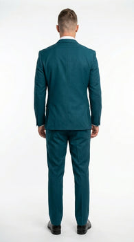 Discounted Sale Clearance Men's Two Buttons Dark Teal 2-piece suit Flat Front Pants