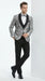 Mens Black and Silver Floral Tuxedo – Luxury Patterned Wedding, Prom and Formal Dinner Tuxedo