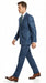 Men’s Indigo Blue Sharkskin Suit – Textured Shiny Formal Suit for Wedding, Business, 2 Buttons Slim Fitted