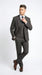 Vitali Men’s Brown Grey with blue Check 3 Piece Suit – Classic Plaid Formal Suit Set with Blazer, Vest & Trousers, Business Wedding Party Wear for Men Modern Fit