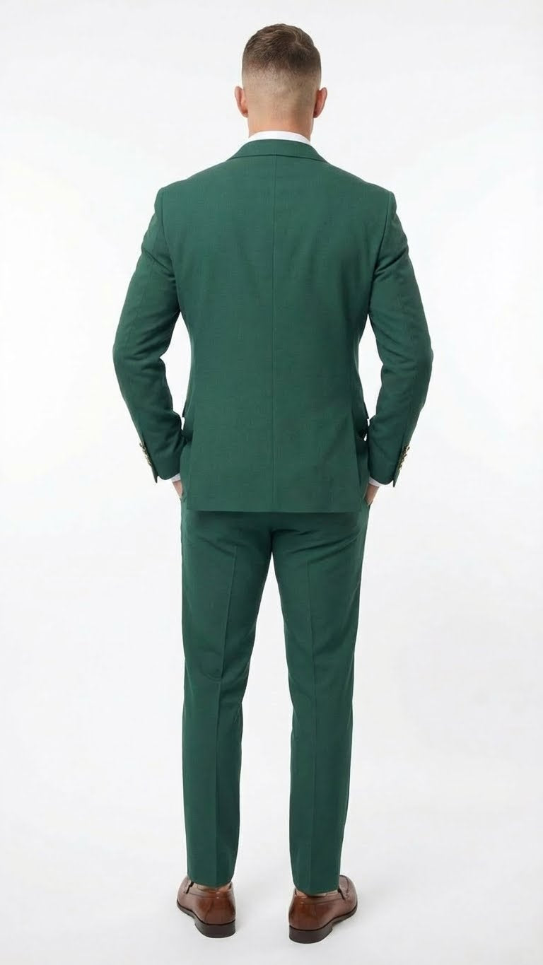 Vitali Brand Men’s Emerald Green Double Breasted Suit – Side Vented Modern Fit