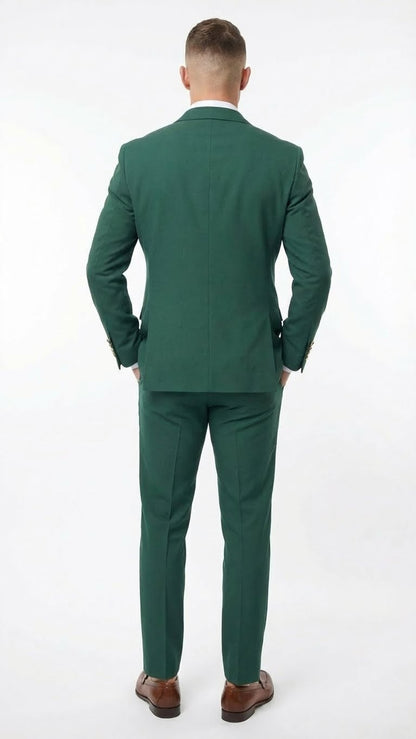 Vitali Brand Men’s Emerald Green Double Breasted Suit – Side Vented Modern Fit
