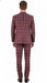 Mens Red Burgundy Plaid 3-Piece Suit – Classic Checkered Modern Fit Suit for Weddings, Church and Formal Events