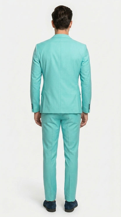 Men’s Turquoise 2 Piece Suit with Jacket and Pants, Formal Wedding Suit for Prom, Parties, Summer Events, and Special Occasions Modern Fit
