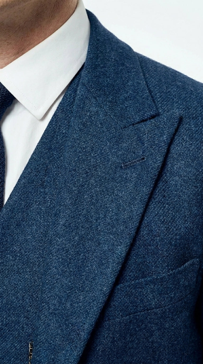Men’s Blue 3 Piece Suit, Thomas Shelby Inspired Vintage Formal Suit Herringbone Tweed 1920s fabric Modern Fit