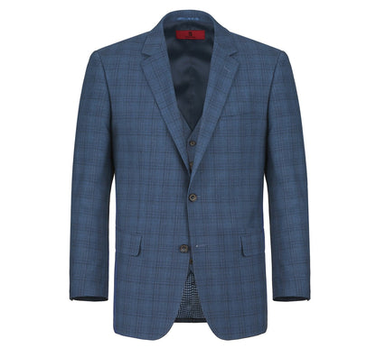 278-2 Men's 3-Piece Classic Fit Single Breasted Windowpane Suit - Image 3