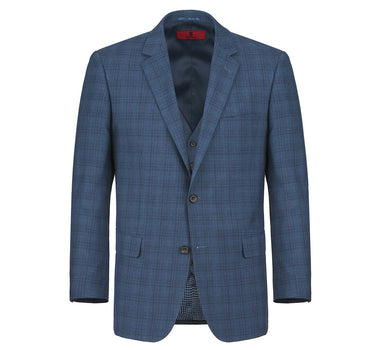 278-2 Men's 3-Piece Classic Fit Single Breasted Windowpane Suit - Image 3