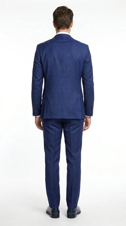 Vitali Men’s Navy Blue 3 Piece Suit with Light Blue Vest, Textured Formal Dress Suit for Weddings, Prom, Business Events, and Parties Modern Fit