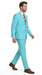 Men’s Aqua Blue 2 Piece 2 Button Suit, Formal Dress Suit for Weddings, Prom, Parties, Summer Events, Turquoise Light blue
