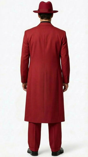 Men’s 1920s Burgundy Zoot Suit – Long Mafia Gangster Three-Piece Vintage Outfit Zuit Pachuco Style