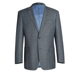 293-5 Men's Two Piece Classic Fit Windowpane Check Dress Suit - Image 2