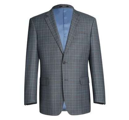 293-5 Men's Two Piece Classic Fit Windowpane Check Dress Suit - Image 2