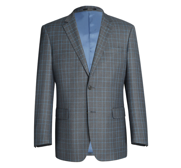 293-5 Men's Two Piece Classic Fit Windowpane Check Dress Suit - Image 2