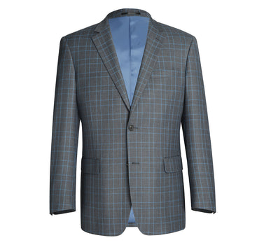 293-5 Men's Two Piece Classic Fit Windowpane Check Dress Suit - Image 2