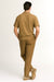 Mens Mocha Brown Short Sleeve Knit Walking Suit – Two-Piece Casual Button Down Set in Taupe Coffee Color