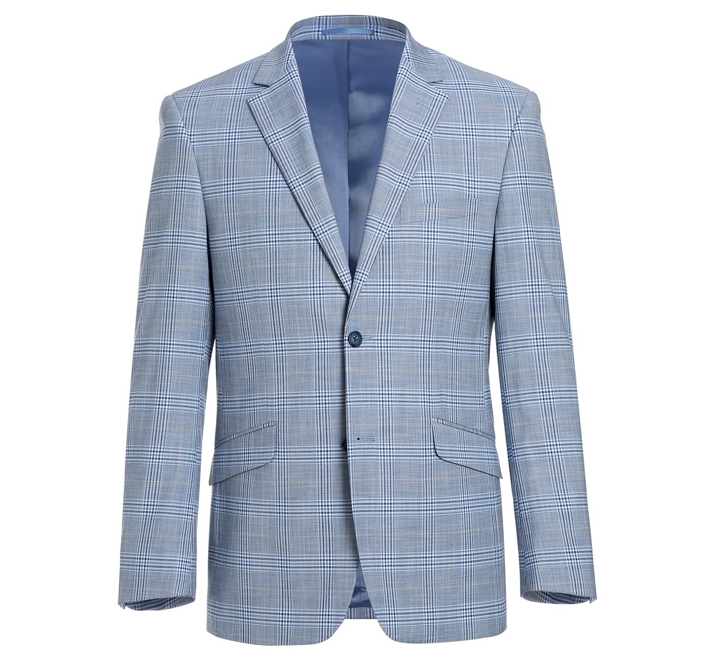 293-3 Men's 2-Piece Slim Fit Notch Lapel Stretch Windowpane Suit - Image 2