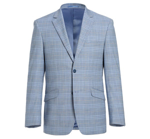 293-3 Men's 2-Piece Slim Fit Notch Lapel Stretch Windowpane Suit - Image 2