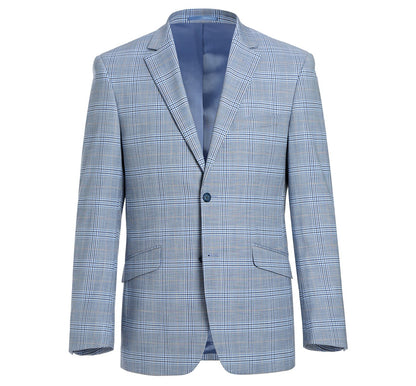 293-3 Men's 2-Piece Slim Fit Notch Lapel Stretch Windowpane Suit - Image 2