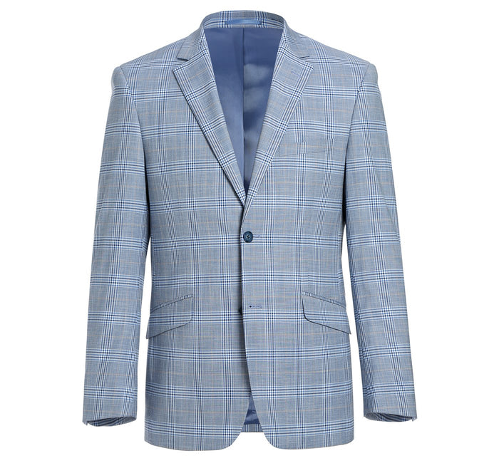 293-3 Men's 2-Piece Slim Fit Notch Lapel Stretch Windowpane Suit - Image 2