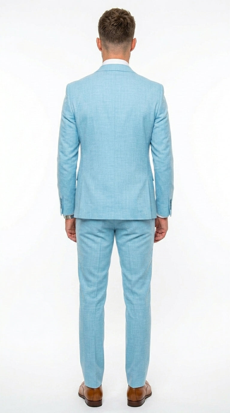Men’s Turquoise Light blue Suit, Vested Formal Dress Suit for Weddings, Prom, Summer Parties, and Special Occasions in Aqua Blue Color By Rossiman Modern Fit