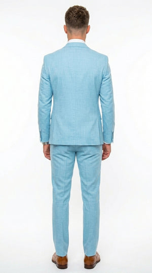 Men’s Turquoise Light blue Suit, Vested Formal Dress Suit for Weddings, Prom, Summer Parties, and Special Occasions in Aqua Blue Color By Rossiman
