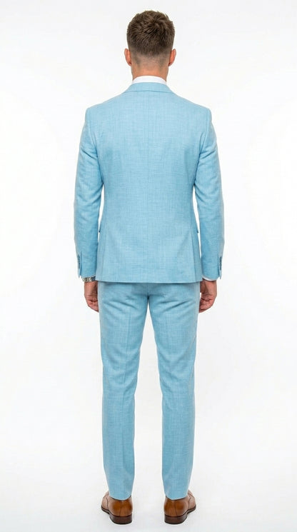 Men’s Turquoise Light blue Suit, Vested Formal Dress Suit for Weddings, Prom, Summer Parties, and Special Occasions in Aqua Blue Color By Rossiman Modern Fit
