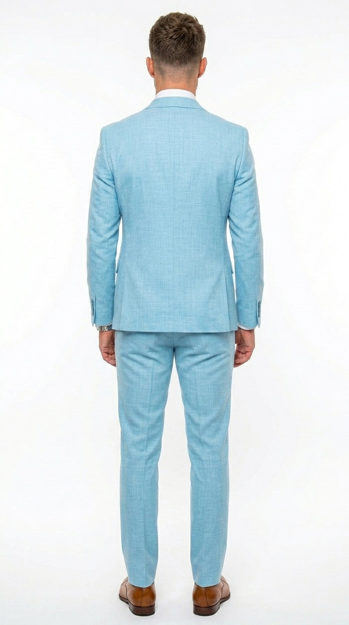 Men’s Turquoise Light blue Suit, Vested Formal Dress Suit for Weddings, Prom, Summer Parties, and Special Occasions in Aqua Blue Color By Rossiman Modern Fit