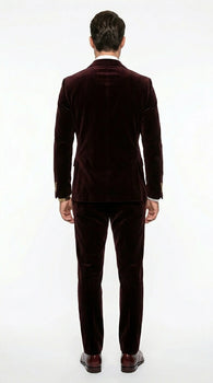 Men’s Dark Brown Velvet Blazer and Pants 2 Piece Suit, Double Breasted Formal Dinner Suit for Weddings, Prom