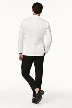 Men’s White Linen Blazer – Classic Two-Button Lightweight Sport Coat