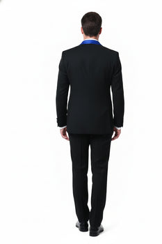 Mens Black Tuxedo with Royal Blue Shawl Lapel | Modern Formal Dinner Jacket Suit + Pants for Weddings, Proms Black and Royal Blue / 44 Regular Jacket Mens Black Tuxedo with Royal Blue Shawl Lapel | Modern Formal Dinner Jacket Suit + Pants for Weddings, Proms Black and Royal Blue / 44 Regular Jacket