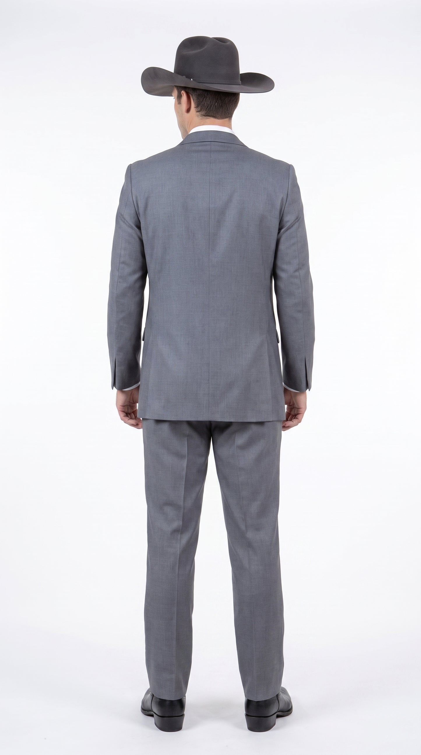 Men's Medium Grey Western 3-Piece Tuxedo Suit with Vest – Cowboy Style Formal Country Outfit