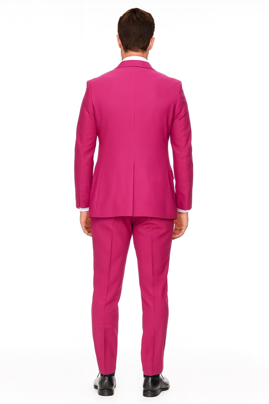 Mens Hot Pink Tuxedo Dinner Jacket + Pants with Shawl Lapel – Slim Fit 2-Piece Suit for Weddings, Proms Suit in Fuchsia Colors - Image 2