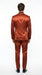 Men’s Rust Copper Coganc Shiny Sateen 3 Piece Suit, Vested Formal Wedding Prom Suit Set Ultra Slim Fit