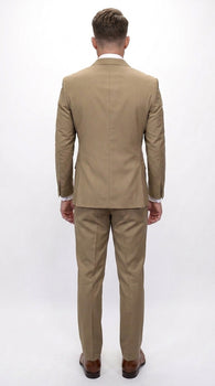 Men’s Statement Brand Caramel Khaki Double Breasted Wool Suit, Designer Formal Business Suit Set Wool Suit in Camel Color