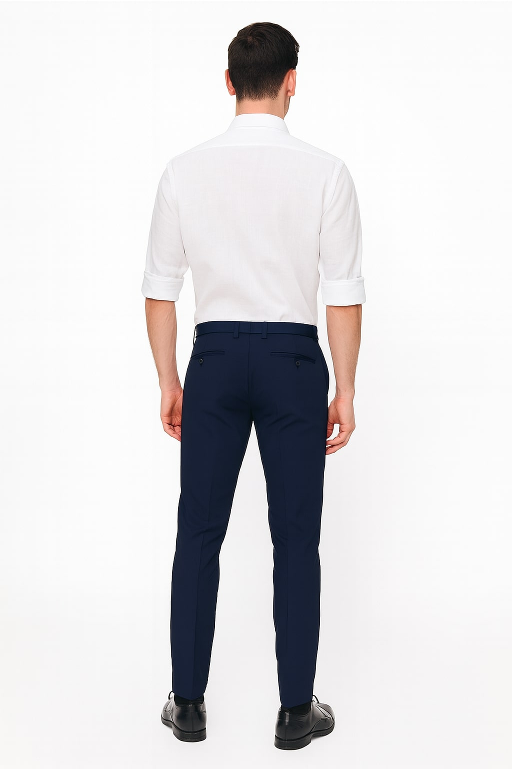Men’s White - Long Sleeve Roll-Up Casual Dress Shirt
