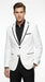 Men’s White Disco Blazer 70s Era Costume Jacket – Black Trim Retro Party Blazer, Vintage Dance Outfit, Stylish Evening Themed Wear