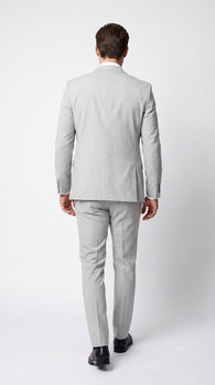 Men’s Silver & Navy Blue 3-Piece Suit – Wedding, Business and Formal Suit with Free Matching Tie