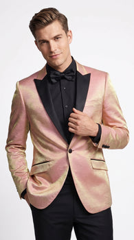 Men’s Rose Gold Tuxedo Jacket – Black Peak Lapel Wedding, Prom and Formal Dinner Blazer