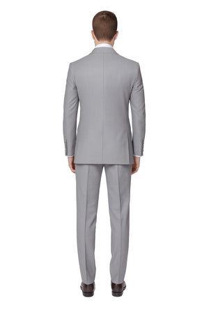 Mens Light Grey Double-Breasted Suit – Classic Slim Fit Business and Wedding Formal Attire - Image 2