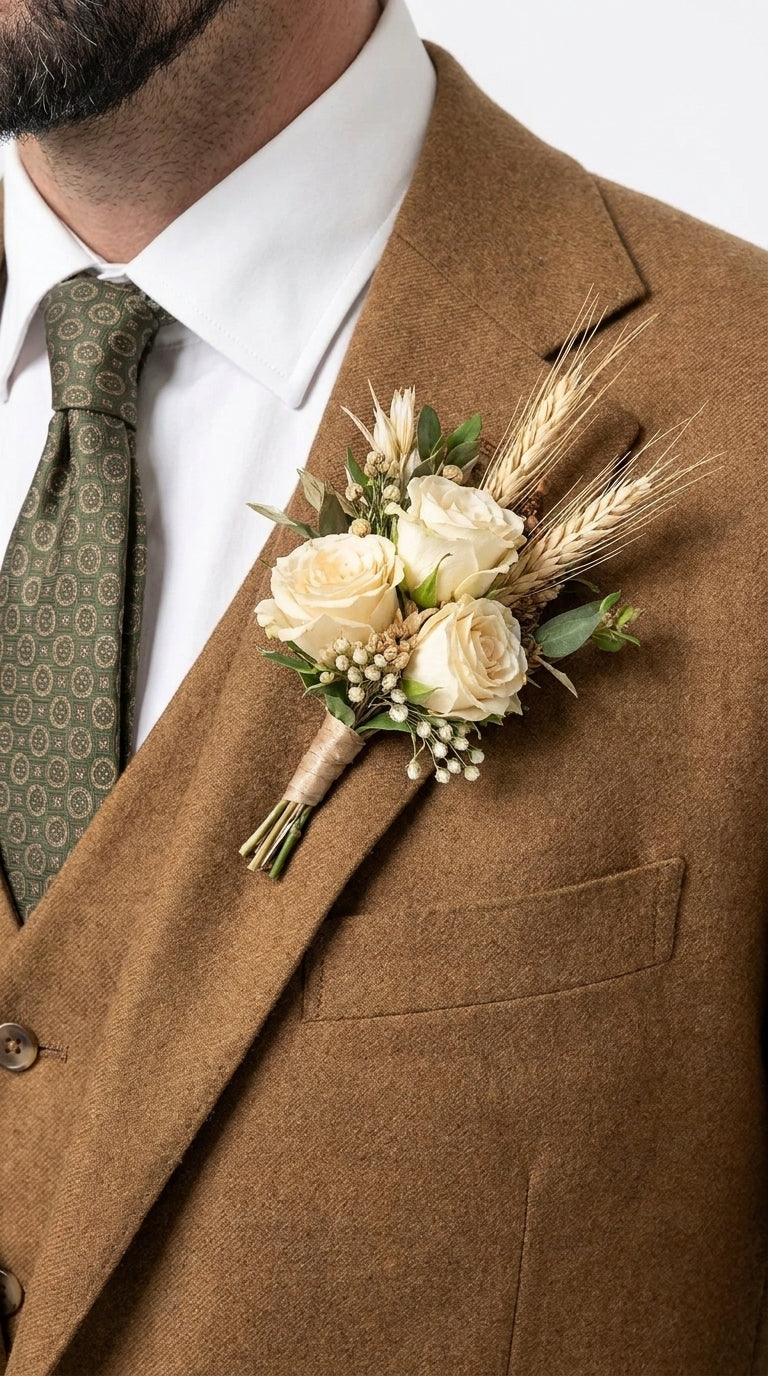Men’s Tan Groom Outfit Country Wedding 3 Piece Suit Khaki Camel Color Modern Fit