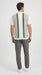 Mens White and Charcoal Gray Stripe Walking Suit Plus Matching Pants – Short Sleeve Button Shirt and Pants Casual Summer Outfit for Travel, Vacation and Everyday Wear