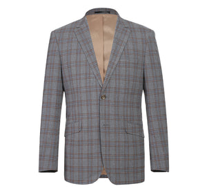 293-7 Men's Two Piece Slim Fit Stretch Windowpane Check Dress Suit - Image 2