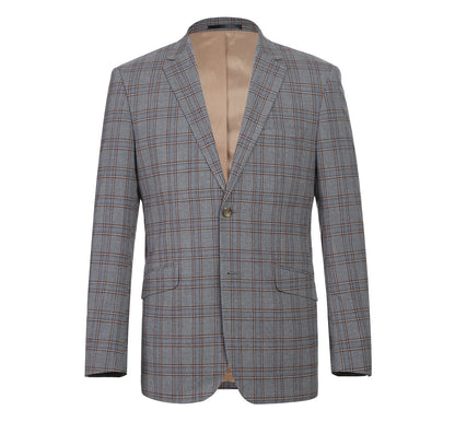 293-7 Men's Two Piece Slim Fit Stretch Windowpane Check Dress Suit - Image 2
